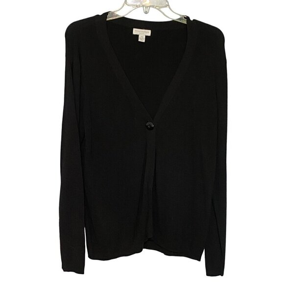 Charter Club Black Cardigan Knit Sweater One Button Closure Women’s Size PM - Picture 1 of 8